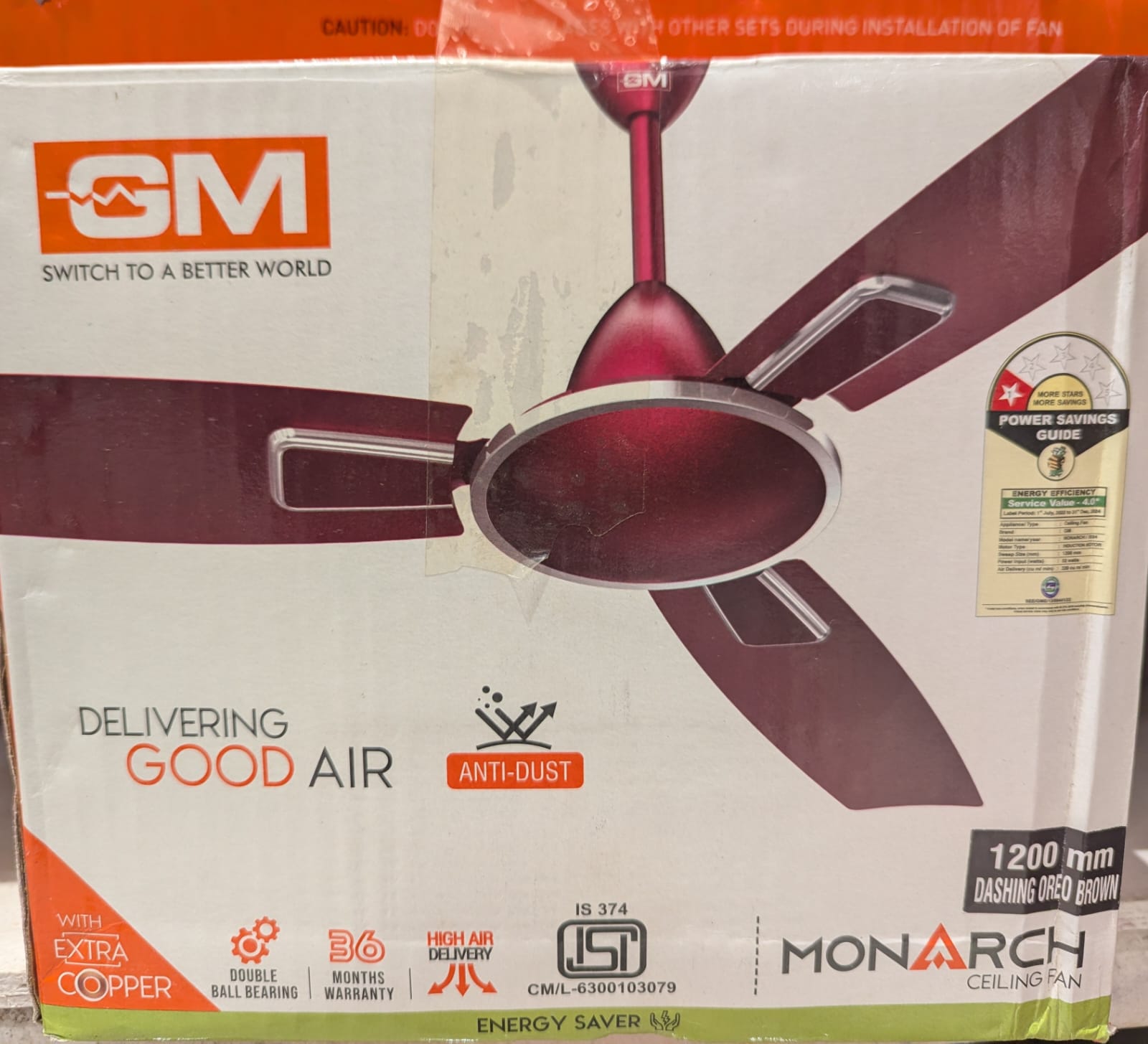 GM Ceiling Fan Monarch 1200mm D.O. Brown