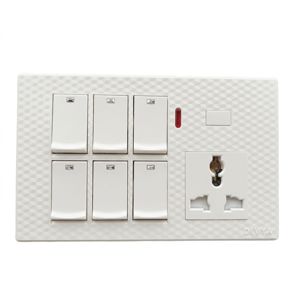 RW- 6 GANG SWITCH w. SOK & INDI/DIM MPR