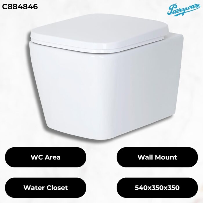AURA RIMLESS WALL HUNG COMMODE - C884846 (Parryware) - Image 5