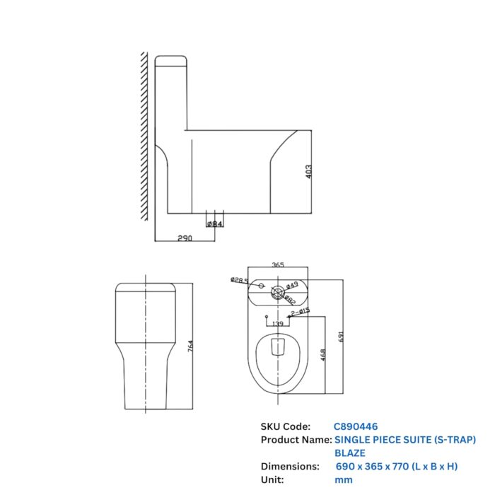 BLAZE SINGLE PIECE COMMODE - C890446 (Parryware) - Image 4