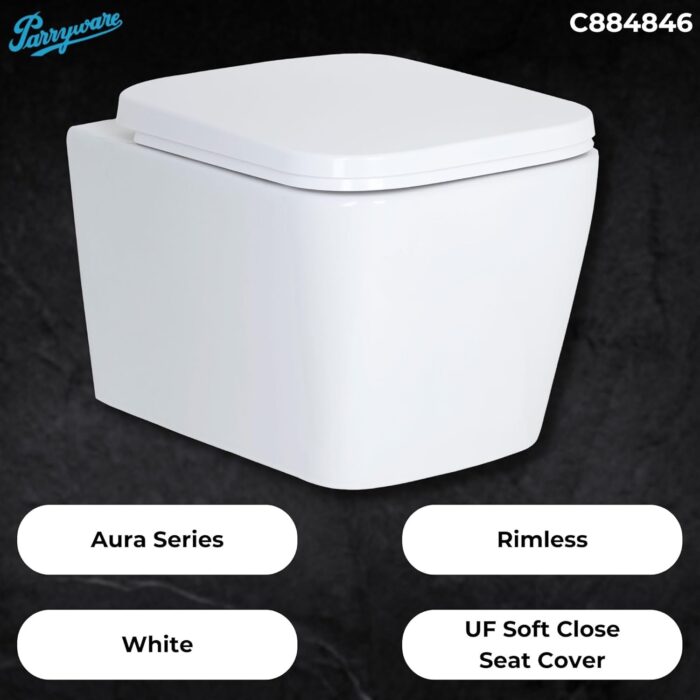 AURA RIMLESS WALL HUNG COMMODE - C884846 (Parryware) - Image 4