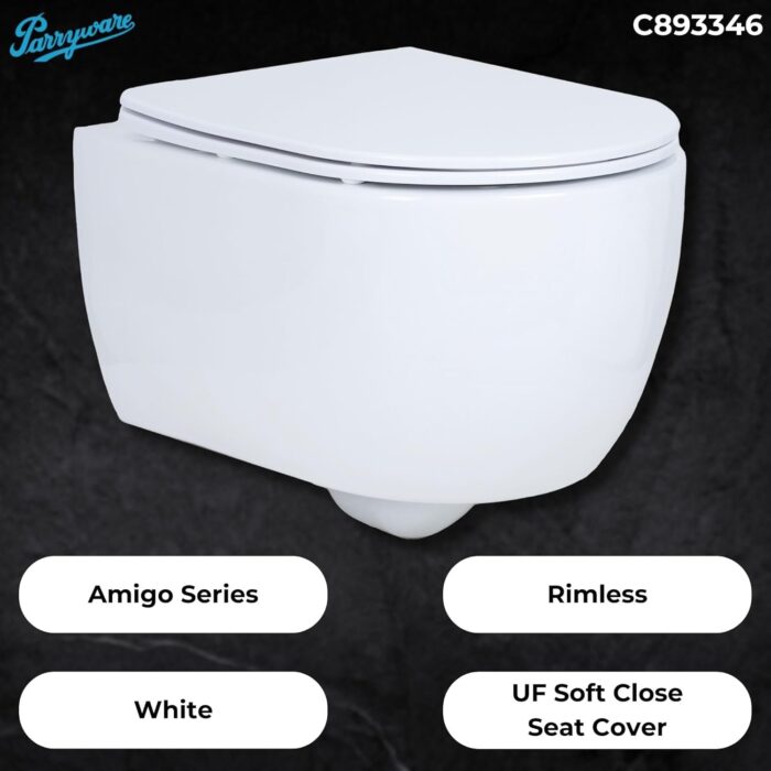 Amigo Rimless Wall Hung Commode - C893346 (Parryware) - Image 6