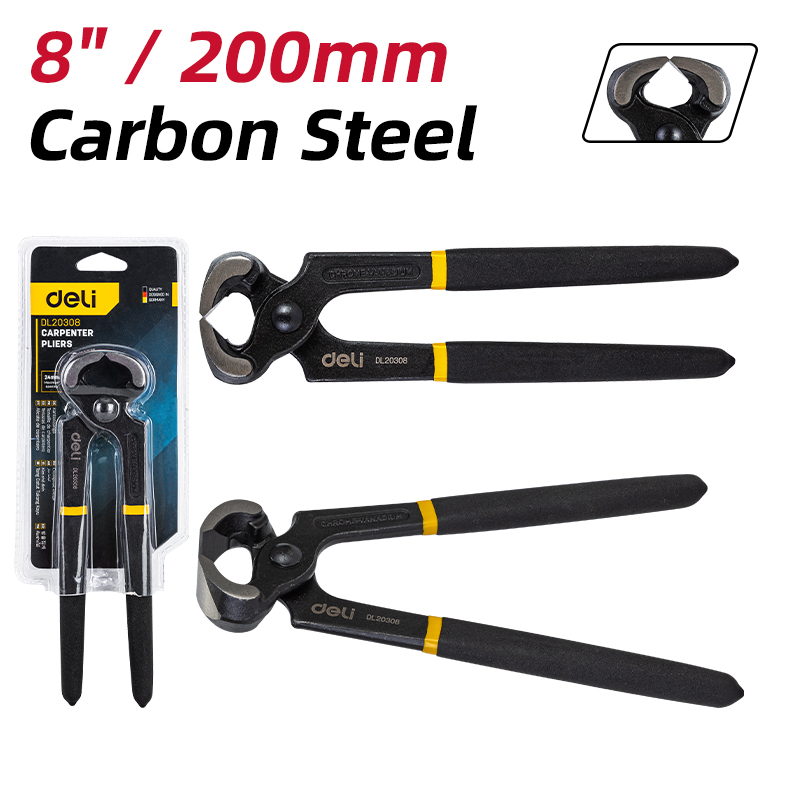 EDL20308 Carpenter Pliers 8 Black Jwala Shop Haedware Pasal Deli Power Tools Nepal 1 Deli Carpenter Pincers 8 Inch - Image 1