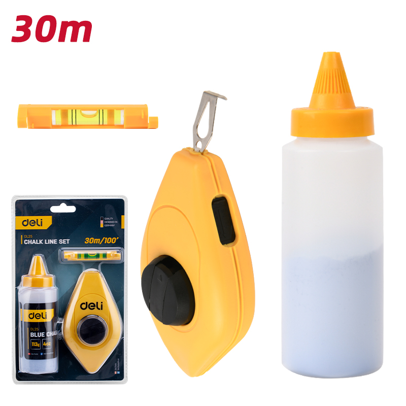 EDL25 Chalk Line Set 30m YELLOW Jwala Shop Hardware Pasal Deli Power Tools Nepal 1 Deli Chalk LIne Set 30m - Image 1
