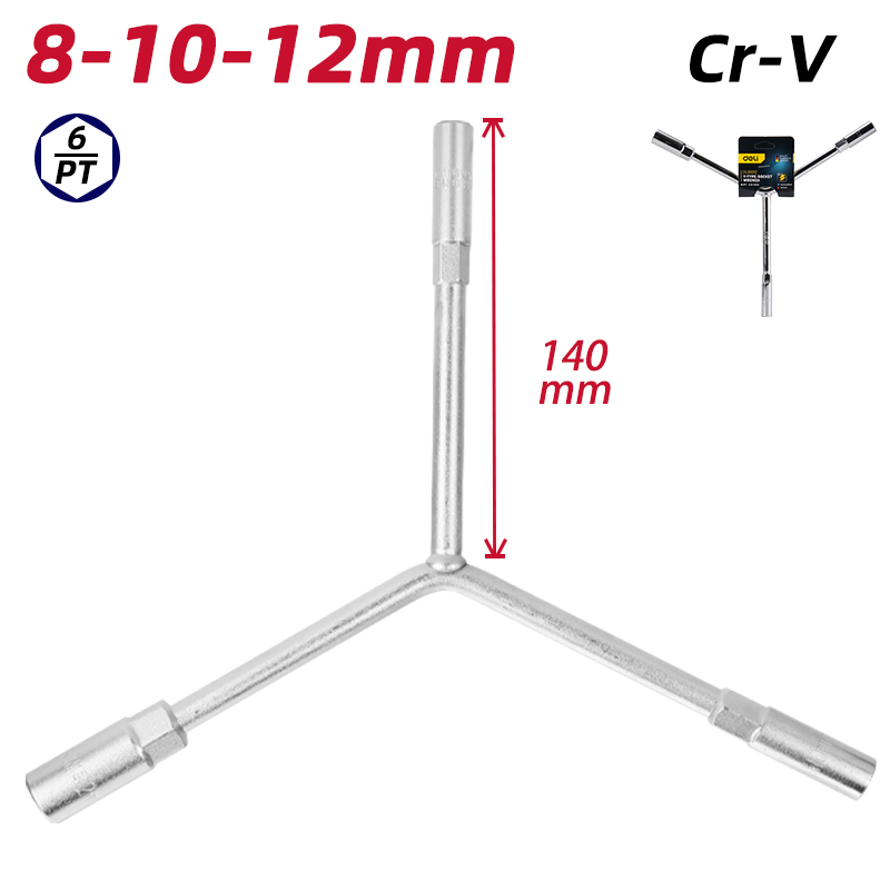 EDL81012 Y-Type Socket Wrench 8-10-12mm SILVER Jwala Shop Hardware Deli Power Tools Nepal 1 Deli Trigminal Wrench 8X10X12mm - Image 1