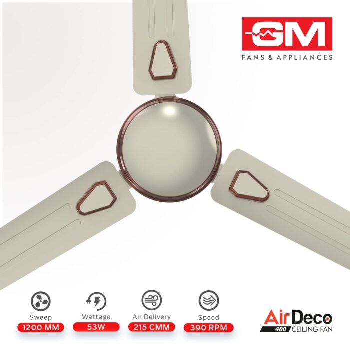 GM Ceiling Fan Air Deco 1200mm Fiery Ivory - Image 3