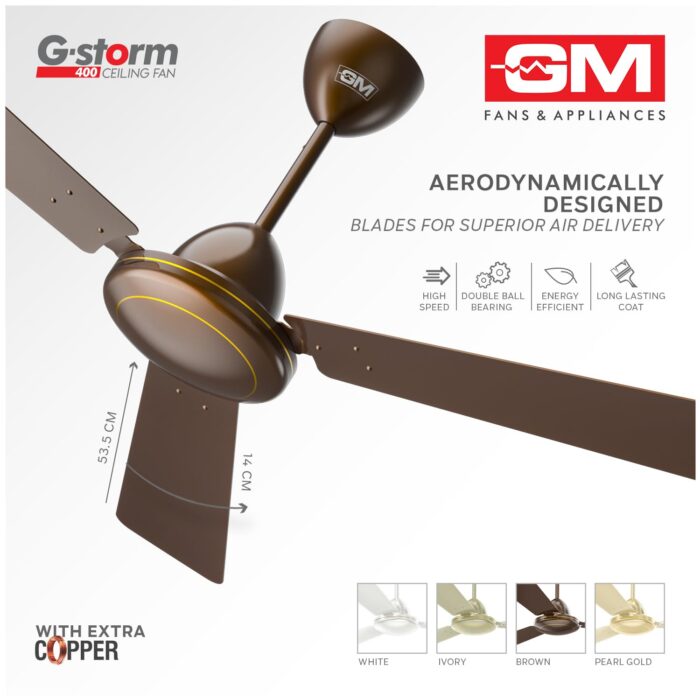 GM Celling Fan G-Storm Pearl1200mm Brown - Image 2